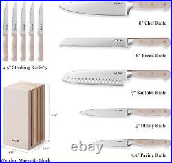 11PCS Knife Set with Block Stainless Steel Razor-Sharp Blade Brown