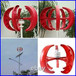 12V 600W 5 Blade Lanterns Wind Turbine Generator Vertical Axis with Controller Set