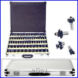 160pc 1/4 and 1/2 Shank Router Bit Set with Cases 3 Blade Tungsten Carbide NEW
