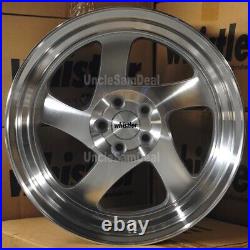 17x9 5x100 25 OFFSET WHISTLER KR1 MACHINE FACE SILVER BLADE 5 SPOKE 4 WHEELS SET