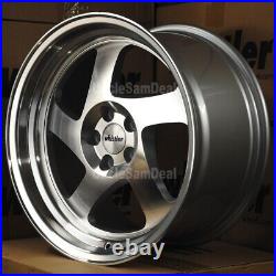 17x9 5x100 25 OFFSET WHISTLER KR1 MACHINE FACE SILVER BLADE 5 SPOKE 4 WHEELS SET