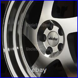 17x9 5x100 25 OFFSET WHISTLER KR1 MACHINE FACE SILVER BLADE 5 SPOKE 4 WHEELS SET