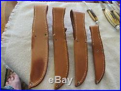1978 Case 4 Pc. Red Letter Fixed Blade Set, Fat Stag Handles, Sheaths, Mint