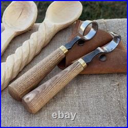 1.18in Blades 2-pieces Hook And Scorp Carving Knife Set 52100 Steel With Sheaths