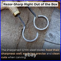 1.18in Blades 2-pieces Hook And Scorp Carving Knife Set 52100 Steel With Sheaths