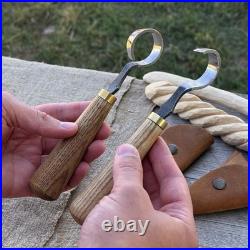 1.18in Blades 2-pieces Hook And Scorp Carving Knife Set 52100 Steel With Sheaths