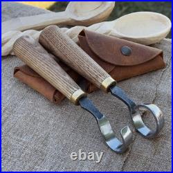 1.18in Blades 2-pieces Hook And Scorp Carving Knife Set 52100 Steel With Sheaths