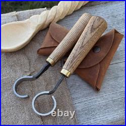 1.18in Blades 2-pieces Hook And Scorp Carving Knife Set 52100 Steel With Sheaths