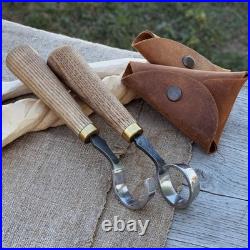 1.18in Blades 2-pieces Hook And Scorp Carving Knife Set 52100 Steel With Sheaths