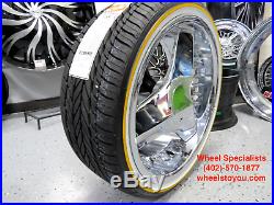 20 Inch Chrome 3 Blade Blades Choppers Texas Style Buick Vogue Tires New Set 4