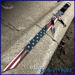27 AMERICAN FLAG NINJA SWORD Full Tang Machete Blade Katana Throwing Knife Set