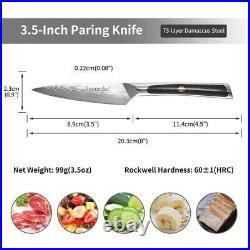 2PCS Kitchen Knife Set Damascus Steel Chef Knife Sharp Blade Meat Slicer Cutlery