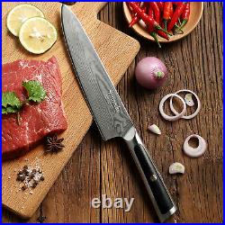 2PCS Kitchen Knife Set Japanese Damascus Steel Chef Knife Sharp Blade Cutlery