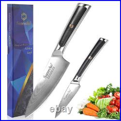 2PCS Kitchen Knife Set Japanese VG10 Damascus Steel Chef Cutlery Sharp Blade Cut