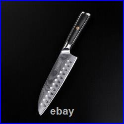2Pcs Kitchen Knife Set Japanese VG10 Damascus Steel Santoku Blade Cutlery Nakiri