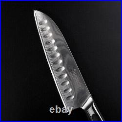 2Pcs Kitchen Knife Set Japanese VG10 Damascus Steel Santoku Blade Cutlery Nakiri
