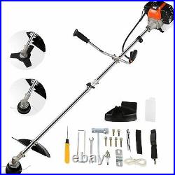 2-In-1 43CC, Straight Shaft String Trimmer Gas Power Weed Eater Brush Cutter Kit