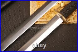 2 Piece set Japanese Swords Straight Blade Carbon Steel Double Edged Brass Tsuka