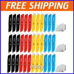 36 Pack Retractable Utility Knives Set Heavy Duty Aluminum & Extra Blades