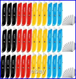 36 Pack Retractable Utility Knives Set Heavy Duty Aluminum & Extra Blades