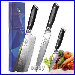 3PCS Kitchen Chef Knife Set Japanese VG10 Damascus Steel Sharp Blade Cutlery