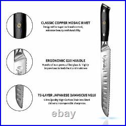 3PCS Kitchen Cooking Knives Set Japanese Damascus Steel Sharp Blade Chef Cutlery