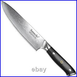 3PCS Kitchen Knife Chef Chopper Damascus Steel Meat Cleaver Sashimi Blade Slicer