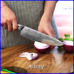 3PCS Kitchen Knife Damascus Steel Chef Slicer Meat Cleaver Sashimi Blade Cutlery