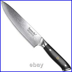 3PCS Kitchen Knife Damascus Steel Chef Slicer Meat Cleaver Sashimi Blade Cutlery