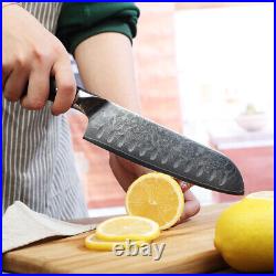 3PCS Kitchen Knife Set Damascus Steel Chef's Meat Cleaver Salmon Blade Slicer