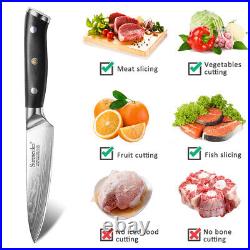 3PCS Kitchen Knife Set Japanese Santoku Knife Damascus Steel Blade Meat Cutlery