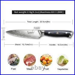 3PCS Kitchen Knife Set Japanese VG10 Damascus Steel Santoku Blade Meat Chopper