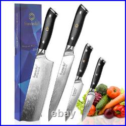 4pcs Kitchen Knife Set Damascus Steel Japanese Chef Cutlery Sharp Blade Fruit
