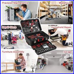 599PCS Mechanics Tool Set Rolling Tool Box with 21V Cordless Drill Repair Kit