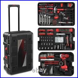 599PCS Mechanics Tool Set Rolling Tool Box with 21V Cordless Drill Repair Kit