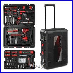 599PCS Mechanics Tool Set Rolling Tool Box with 21V Cordless Drill Repair Kit