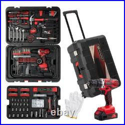 599PCS Mechanics Tool Set Rolling Tool Box with 21V Cordless Drill Repair Kit