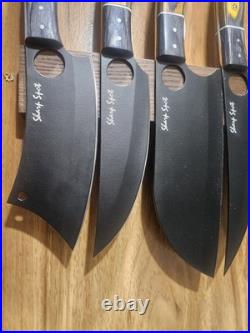 5 Pieces Handmade Forged Carbon Steel Blade Kitchen Knives Set