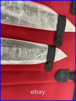 5 Set Real Damascus Steel Knive Set Custom Made Professionally Sharpened