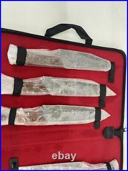 5 Set Real Damascus Steel Knive Set Custom Made Professionally Sharpened