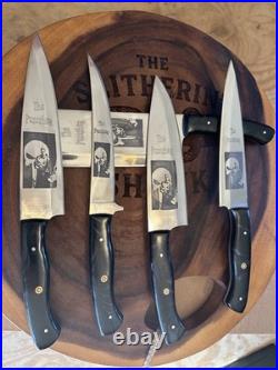 5pcs High Polished Carbon Steel Chef Set, With The Punisher Series Engraved