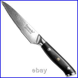 6PCS Steak Knife Set Serrated Blade Japanese VG10 Damascus Steel Meat Cutlery