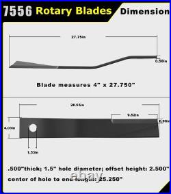 7556 Rotary Cutter Blades 27 x3/4 Lawn Mower Blades For Bush Hog, 2 Blade Set