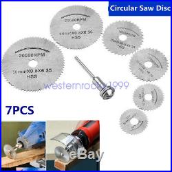 7X HSS Circular Saw Blade Set For Drill Dremel Rotary Tool Cutting Wheel Discs