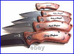7 Personaliz? Ed Engraved Spring Assist Knives, Groomsmen Gift Sets, Knife, Wood