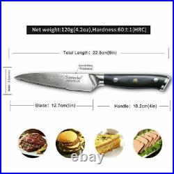 8PCS Steak Knife Set Japanese VG10 Damascus Steel Serrated Blade Dinner Knife