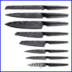 9 Piece Black Stainless Steel Knife Set Blade Handle Outdoor Slicer Cutter Tool