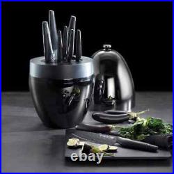 9 Piece Black Stainless Steel Knife Set Blade Handle Outdoor Slicer Cutter Tool