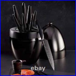 9 Piece Black Stainless Steel Knife Set Blade Handle Outdoor Slicer Cutter Tool