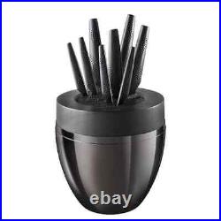 9 Piece Black Stainless Steel Knife Set Blade Handle Outdoor Slicer Cutter Tool